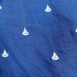 British Khaki Navy Blue Nautical Sailboat Linen Shorts Photo 2