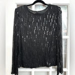 Laurence Kazar Vintage  100% Silk Black Beaded Sequins Evening Blouse Size Medium Photo 14