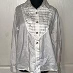 VTG WHITE WESTERN PLEATED CONCHO BUTTON DOWN SHIRT Size M Photo 0