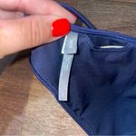 Aerie Bikini Swim Top Size Large Navy Blue W/ Turquoise Cut Out High Neck Photo 2