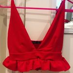 Boohoo Red Ruffled Crop Tank/ Bralette  Photo 0