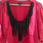 Ted Baker EMMAT Pink 100% Silk Top Dress Black Beaded Neckline Photo 4