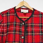 Petite Sophisticate Vintage 80s 90s Red Plaid Blazer Cropped Jacket Size 8 Photo 5