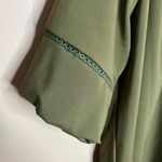 Cottagecore Oversized Large Olive Green Blouse With Lace Yoke Collar Photo 2
