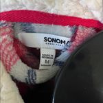 Sonoma Red and White Plaid Women's Robe with Sherpa Trim Photo 4