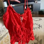 H&M  Red ruched top with tie front  Photo 0