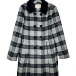 Gal Meets Glam Pea Coat Large Marnette Wool Plaid Velvet Black Double Breasted Photo 1