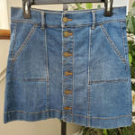 Loft Women's Denim Blue Cotton & Polyester Pull on A-Line Jeans Skirt Size 27/4 Photo 0