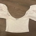 ZARA white eyelet puff sleeve top Photo 0