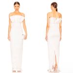 New Sau Lee Maxi Dress White Satin Noah Gown Strapless Bridal Wedding sz4 flaw Size 4 Photo 2