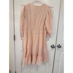 Calvin Klein Pink Long Sleeve V Neck Midi Dress Ruffle Hem Casual Photo 5