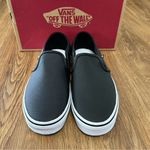 Vans  off the wall black leather slip on shoes sneakers women’s 8 new Photo 1