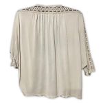 August Silk Cardigan Sweater Batwing Lace Trim Open Front Half Sleeve Beige W PS Photo 3