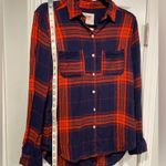 Mossimo Blue Orange Plaid Flannel Long Sleeve Collared Button Down Shirt Size XS Photo 3