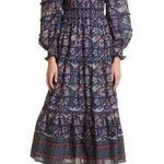 SEA NEW YORK Navy Pink Noah Smocked Long Sleeve Midi Dress Size 2 Blue Photo 0