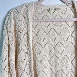 Anthropologie Moth Cream 100% Cotton Crochet Open Front Sweater Cardigan Top Lar Photo 2