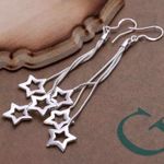 Hollow Stars Tassels Dangle Earring Silver Photo 1