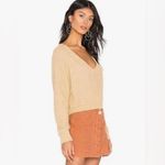 Free People V-Neck High Low Slouchy Cropped Textured Knit Sweater Camel Size XS Photo 6
