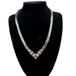 Boutique Silver Tone Flat Chain Arrow Pendent Rhinestone Amethyst Necklace Photo 1