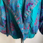Lavon Vintage 90s Aqua Print Streetwear Windbreaker Bomber Track Jacket Size S Photo 3