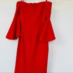 Chelsea 28 off the shoulder flutter sleeve red cocktail dress flawed sz 2P NWOT Photo 1