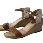 Cato Open Toe Tan Slingback Woven Wedge Braided Espadrille Sandals Photo 6