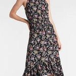 EXPRESS high mock neck smocked black ditsy floral midi dress size medium Photo 0