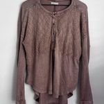 Free People  Free Spirit Henley Top Embroidered Button Oversized Tunic oversized Photo 2