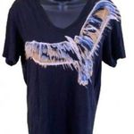 Armani Exchange  women’s Black V-Neck T-Shirt with Eagle Graphic size small Photo 0