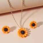 SheIn Jewelry Set 3pcs Set Sunflower Necklace and Earrings Yellow Photo 0