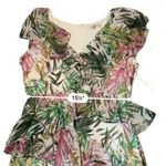 Badgley Mischka Palm Tree Maxi Dress Women’s Size 16 Ruffle Sleeve Tie Waist Photo 14