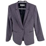 Tahari  single button plaid black purple faux leather trim blazer office preppy Photo 0