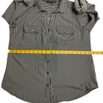 Adrienne Vittadini Button Up Shirt Black White Striped Long Tab Sleeve Size S Photo 8