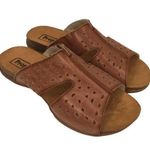 Propet Fionna Leather Cork Laser Cut Slides Sandal Womens Brown 7 Photo 0