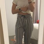 ZARA Navy and Ivory Striped Pants Photo 0