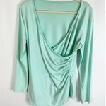 Soft Surroundings Soft Surroungings Womens Faux Wrap Top Aqua Light Blue Shirt Long Sleeve Large Photo 0