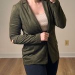 Drew Olive Green Faux Suede Single-Breasted Blazer Jacket S Elbow Cutouts Photo 6