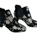 Anne Klein Gorgia Chelsea Floral Brocade Ankle Boots Black Booties Size 6M Photo 0