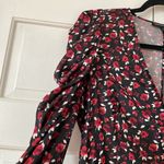 Something Navy Puffy Sleeve Wrap Dress Rose Ditsy Print Ditsy Floral Mini Dress Photo 4