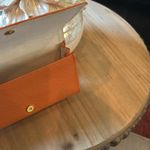 Tory Burch Orange Leather Fold Over Sunglasses Case Photo 3