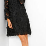 Tuckernuck NWT  Guipure Lace Daphne Dress Black Ruffle Neck Bow Back Size Small Photo 0