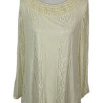 Krazy Kat  Long Sleeve Top Ivory Small Lightweight Knit Cottagecore Photo 0