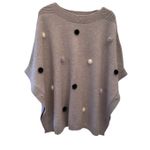 Mitchie's Grey knitted Sweater/Poncho with Fur Pom Sz O/S Gray Photo 5