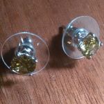 Peridot Color Simulated Diamond Sterling Silver Stud Earrings Photo 2