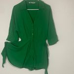 ZARA Green Tie-Waist Blouse Photo 2