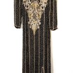 Lisa Kane Fantasy by Black and Gold Fully Beaded Silk Maxi Dress Size Small Photo 0