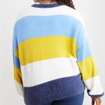 Aerie  Flurry Soft Fuzzy Long Sleeve Striped Colorblock Pullover Sweater Sz L NEW Photo 1
