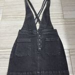 Free People ‘Old School Love’ Jumper Black Denim Overall Button Dress- Size 4 Photo 0