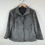 Carlisle Blazer Women's 10 Grey Faux Suede Suit Jacket Classic Preppy Cozy Work Photo 0