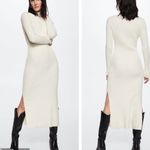 Mango CREAM PERKINS-NECK RIBBED MIDI SWEATER DRESS Photo 1